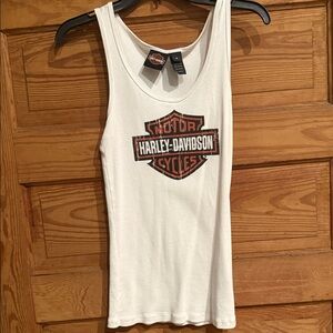 Harley-Davidson White and Orange Tank Top